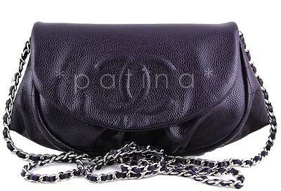 Chanel Lightweight Handbag for Daily ErrandsNWT 13A Chanel Purple Violet Fonce Caviar Half Moon WOC Wallet on Chain Bag