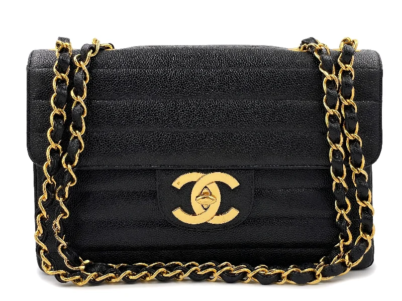 Chanel All - Match Handbag for Versatile StylingChanel Vintage Caviar Jumbo Flap Bag 1995 Black Horizontal Classic 24k GHW