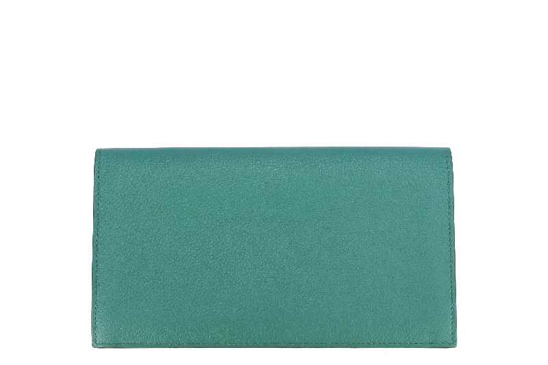 Hermes Citizen Twill Long Wallet (Stamp A) Vert Vertigo Evelyne Color Leather, with Box