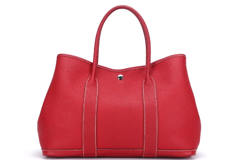 Hermes Garden Party 36cm (Stamp P) Rouge Casaque Negonda Leather, Silver Hardware, with Dust Cover