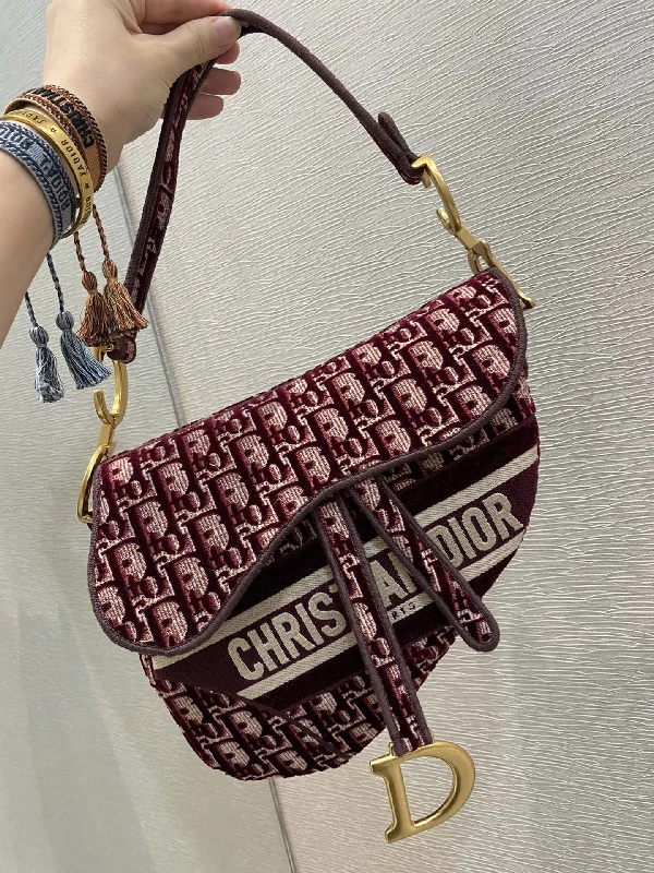 Christian Dior tote bags with a printed Dior logo on the frontChristian Dior Saddle Bag Red For Women