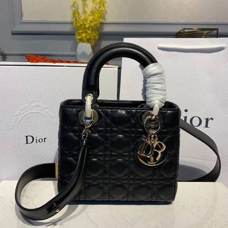 Contemporary Christian Dior handbags with a unique shapeChristian Dior Smal Lady My ABCBag Black