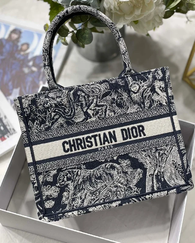 Christian Dior handbags with a back - pocket for quick storageChristian Dior Small Book Tote Blue For Women