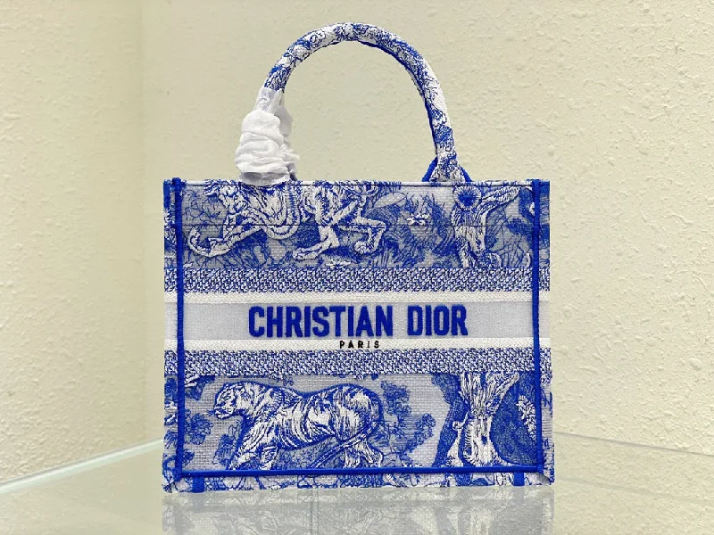 Luxury Christian Dior crossbody bags with a chain - link strapChristian Dior Small Book Tote Blue