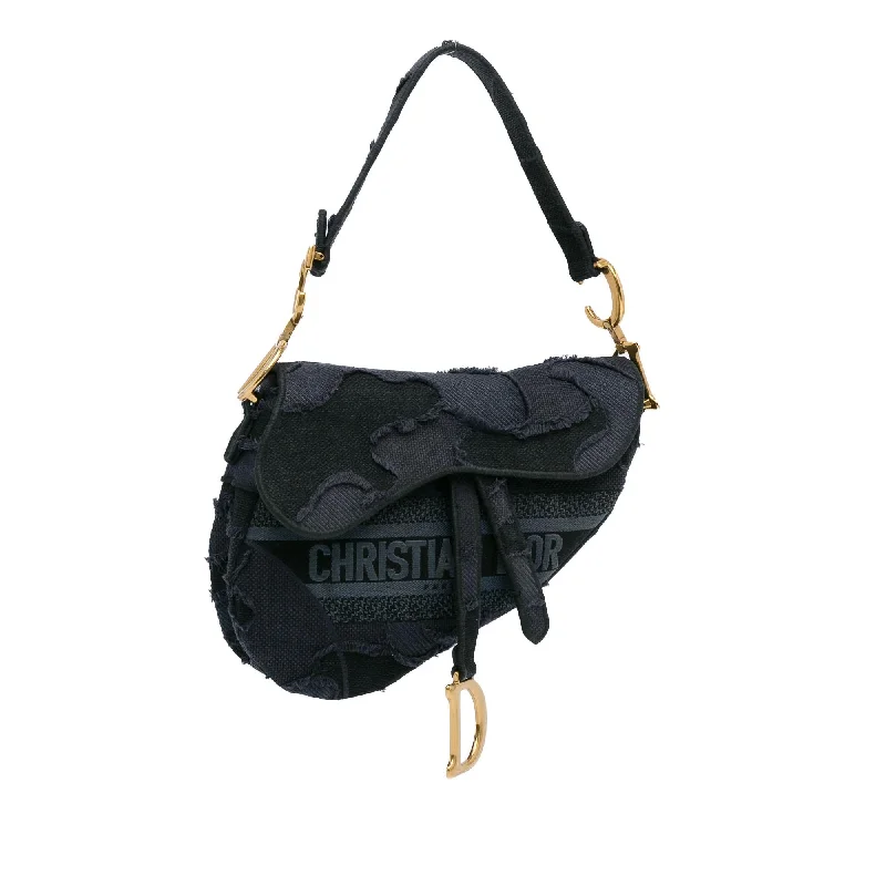 Christian Dior crossbody bags with a front - flap pocket for easy accessDior Embroidered Camouflage Saddle Bag (wvlzij)