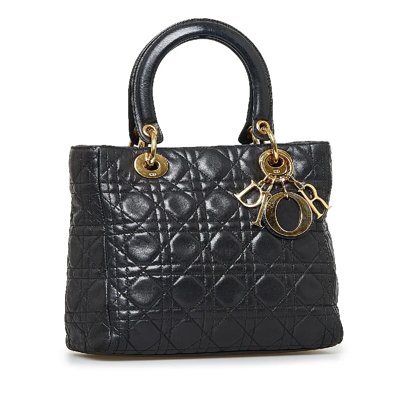 Christian Dior handbags with a snap - button closure and a decorative buckleDior Medium Cannage Lady Dior (SHG-2V6ePn)