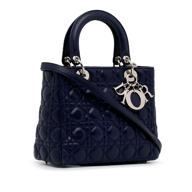 Christian Dior handbags with a back - pocket for quick storageDior Medium Cannage Lady Dior (SHG-di83Ib)