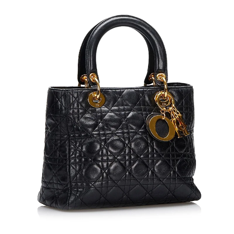 Christian Dior bags with a zip - top closure and multiple compartmentsDior Medium Cannage Lady Dior (SHG-tKIDzF)