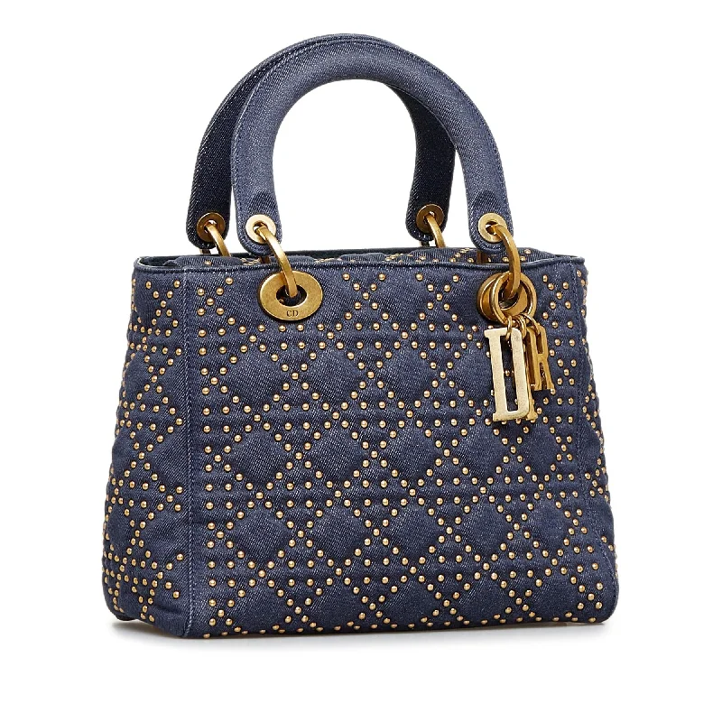 Christian Dior bags with a side - pocket for holding a water bottleDior Medium Studded Denim Supple Lady Dior (SHG-ol1tg3)