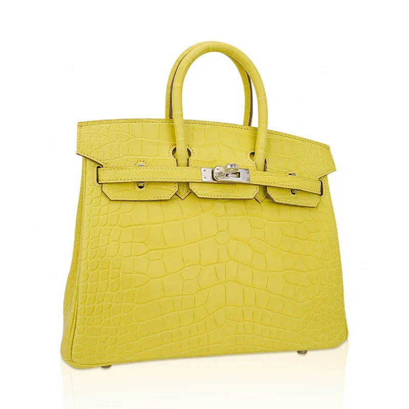 Hermes Birkin 25 Bag Lime Matte Alligator with Palladium Hardware