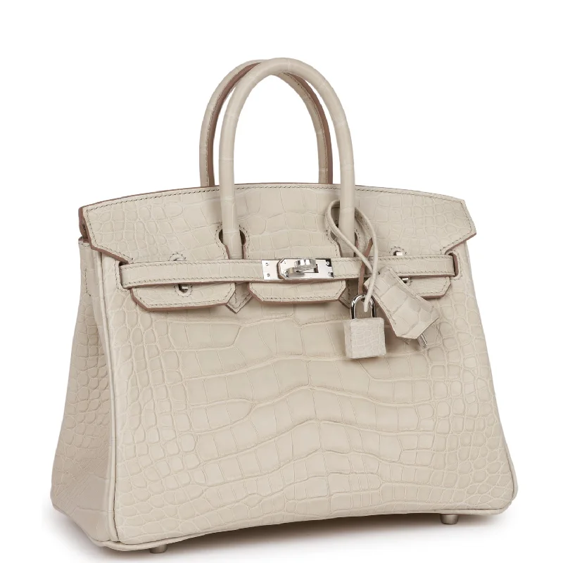 Hermes Birkin 25 Beton Matte Alligator Palladium Hardware