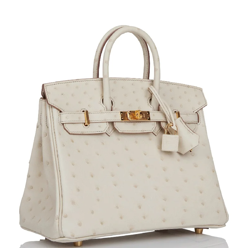 Hermes Birkin 25 Beton Ostrich Gold Hardware