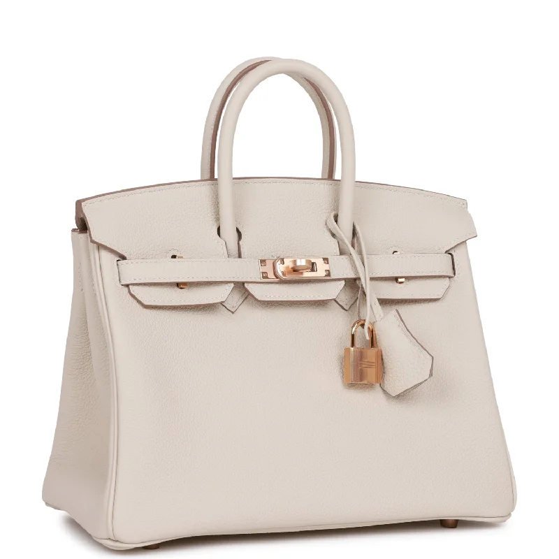 Hermes Birkin 25 Craie Togo Rose Gold Hardware