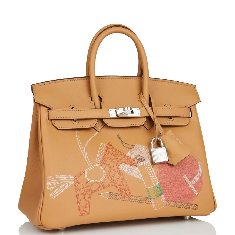 Hermes Birkin 25 In & Out Biscuit Swift Palladium Hardware