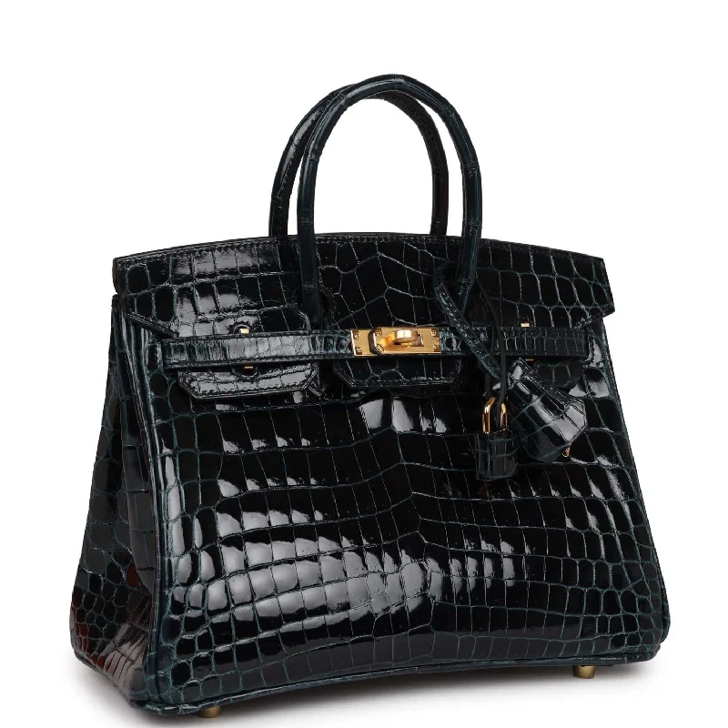 Hermes Birkin 25 Vert Rousseau Shiny Niloticus Crocodile Gold Hardware