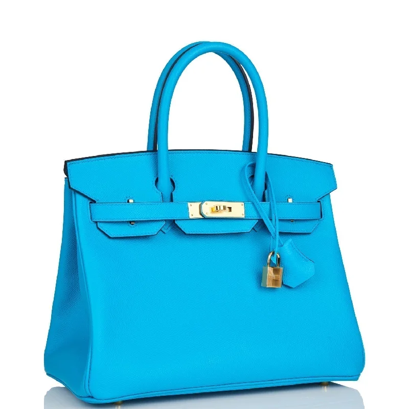 Hermes Birkin 30 Bleu Frida Epsom Gold Hardware