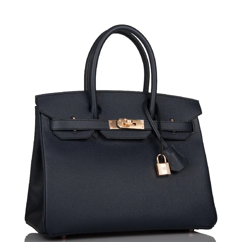 Hermes Birkin 30 Bleu Indigo Epsom Rose Gold Hardware