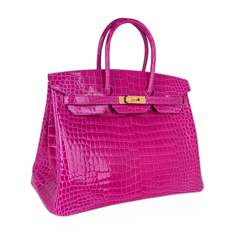 Hermes Birkin 35 Rose Scheherazade Porosus Crocodile Bag Gold Hardware