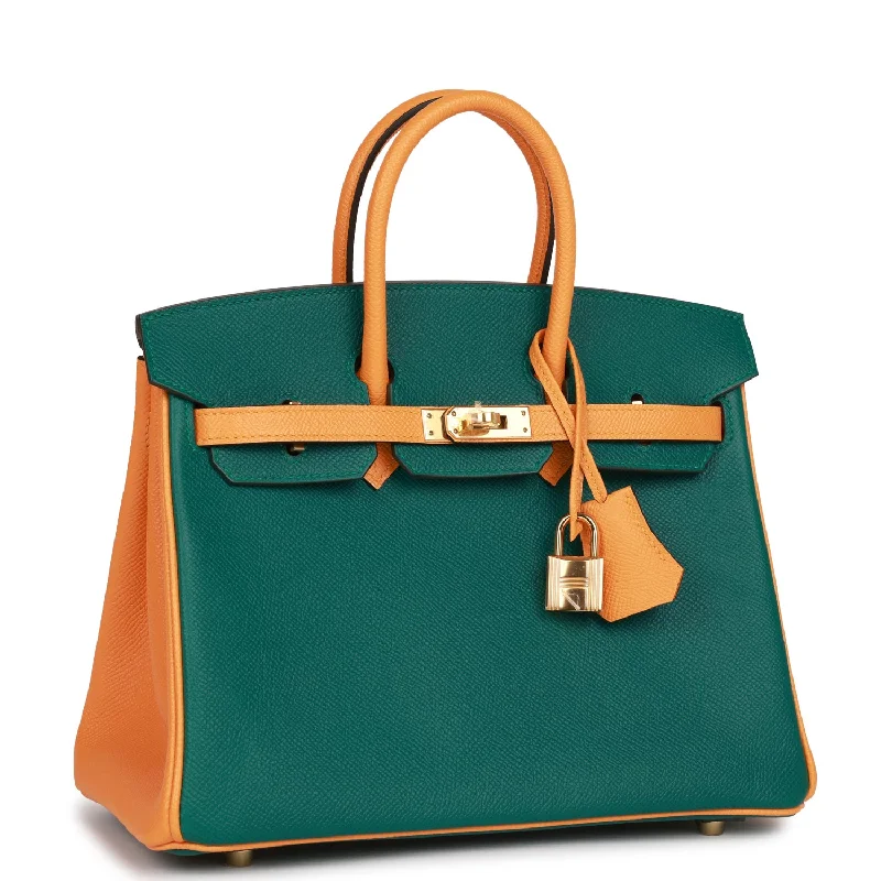 Hermes Special Order (HSS) Birkin 25 Malachite and Jaune D'Or Epsom Gold Hardware