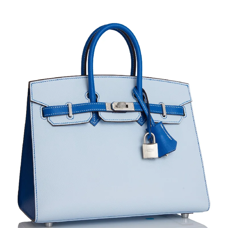 Hermes Special Order (HSS) Birkin Sellier 25 Bleu Brume and Bleu Zellige Epsom Brushed Palladium Hardware