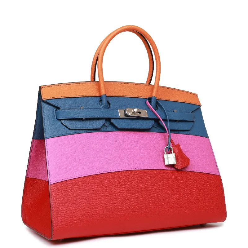 Hermes "Sunset" Birkin Sellier 35 Rainbow Epsom Palladium Hardware Payment 2 HR