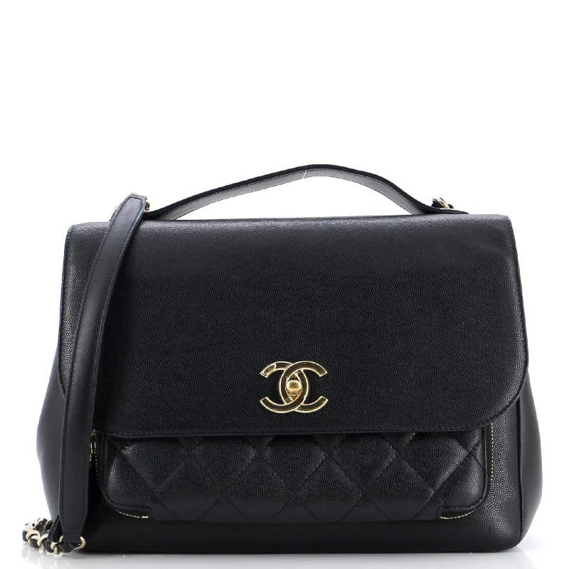 Business Affinity Flap Bag Quilted Caviar Large