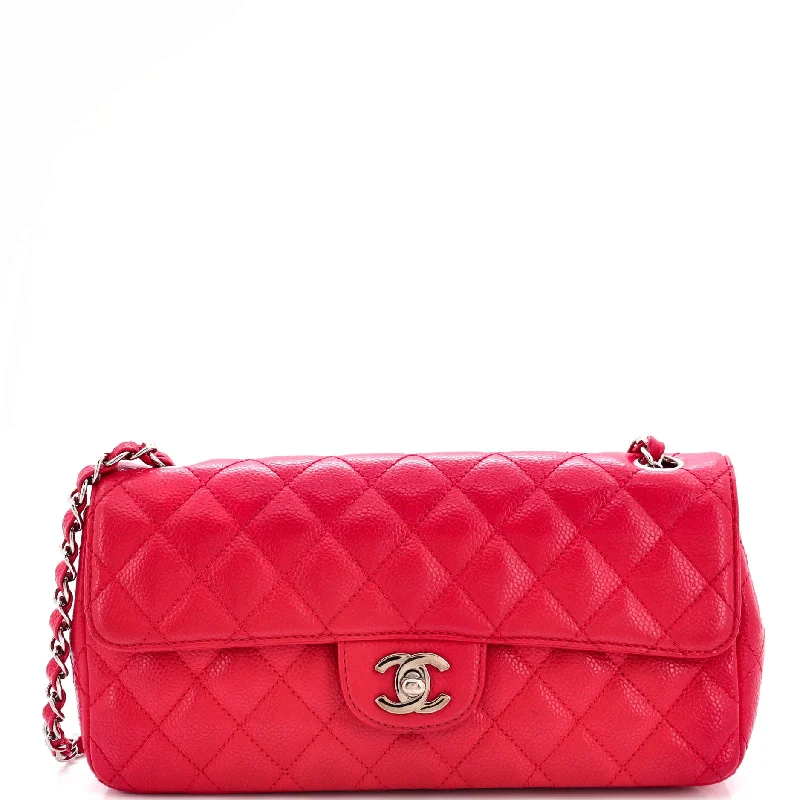 Classic Single Flap Bag Quilted Caviar East West