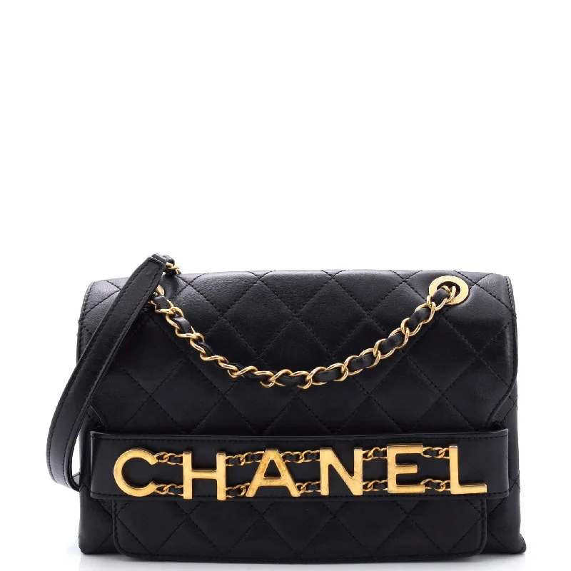 Logo Enchained Flap Bag Quilted Calfskin Medium