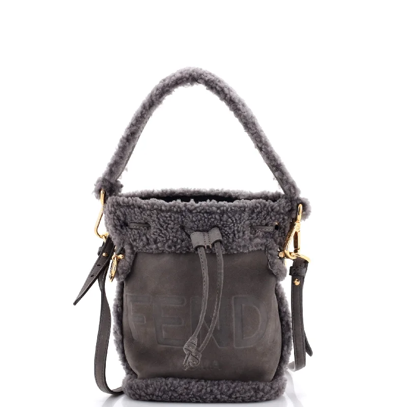 Logo Mon Tresor Bucket Bag Shearling with Nubuck Mini