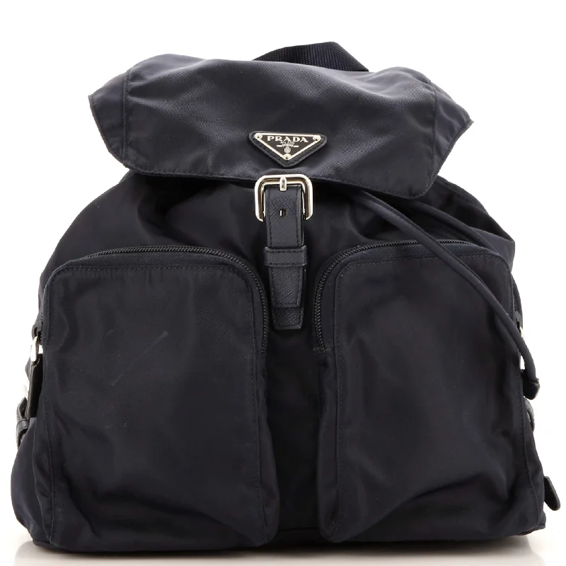 Double Pocket Buckle Backpack Tessuto Medium